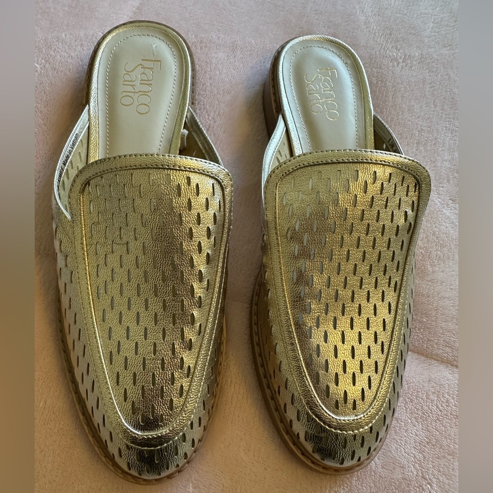 Franco Sarto Metallic Gold Mules 8.5